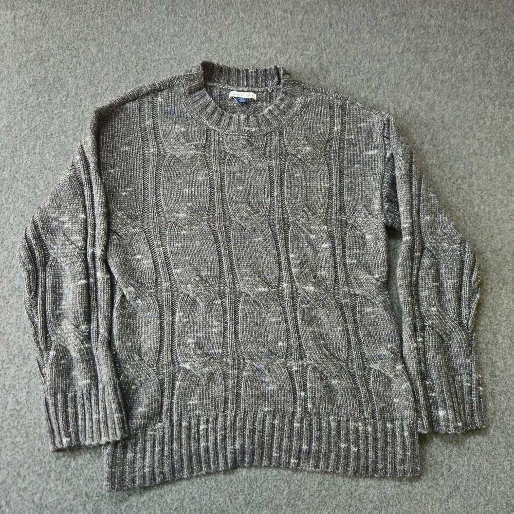 NWOT American Eagle Gray Cable Knit Sweater Chunky Oversized Cottage Hygge XS